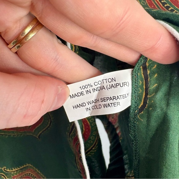 SOS PJ’s Soothe Our Souls 100% Cotton Made in India Diya Print Pj Shirt Green XS - Picture 6 of 6